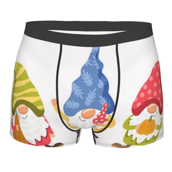 Salouo Autumn Funny Gnomes Print Men's Boxer Briefs,Breathable Underwear Elastic Waistband Briefs for Men -Large