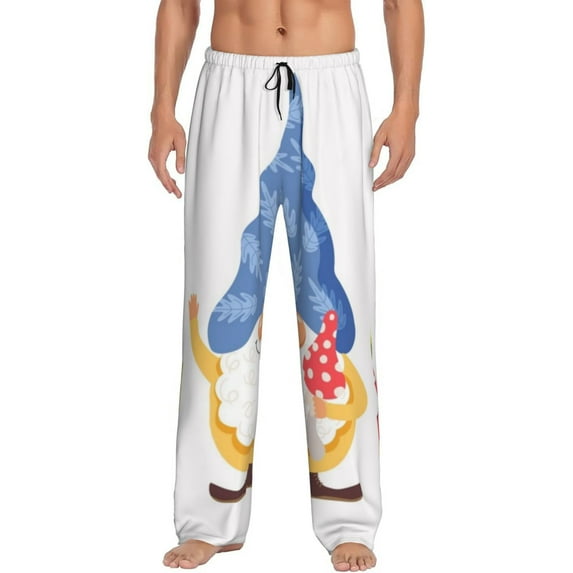Salouo Autumn Funny Gnomes Print Pajama Pants for Men, Lounge Pants Elastic Waistband Casual Men's sleepwear Loungewear Sleep Pajama Pant -Large