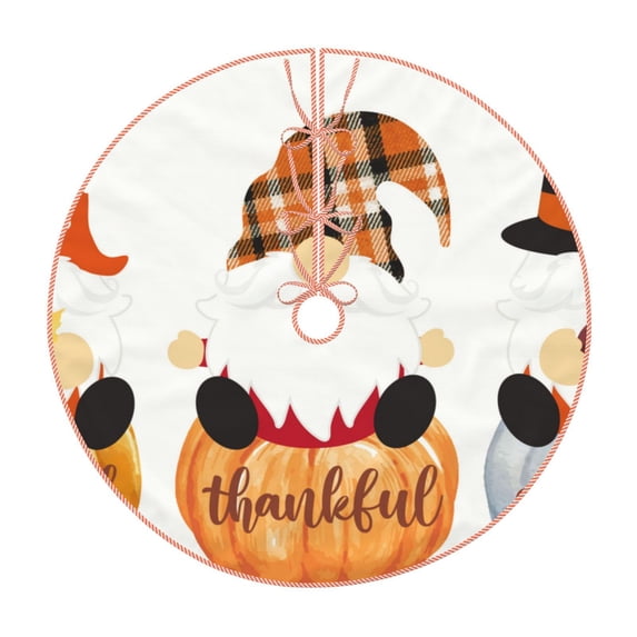 Salouo Autumn Gnomes Christmas Tree Skirt 30" Farmhouse Christmas Decorations Snowman Xmas Tree Skirt Tree Mat for Holiday Party Decor