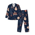 thumbnail image 1 of Salouo Autumn Leaves With Blue Print Button-Front Long Sleeve Pajama Set for Men, Soft 2Pjs Men's Long Sleeve Sleepwear-Large, 1 of 7