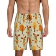 thumbnail image 1 of Salouo Autumn Maple Leaf and Deer Pattern Men's Sleep Pajama Shorts,Pajama Bottoms Elastic Waistband Sleep Pajama Short PJ Shorts for Men -4X-Large, 1 of 6