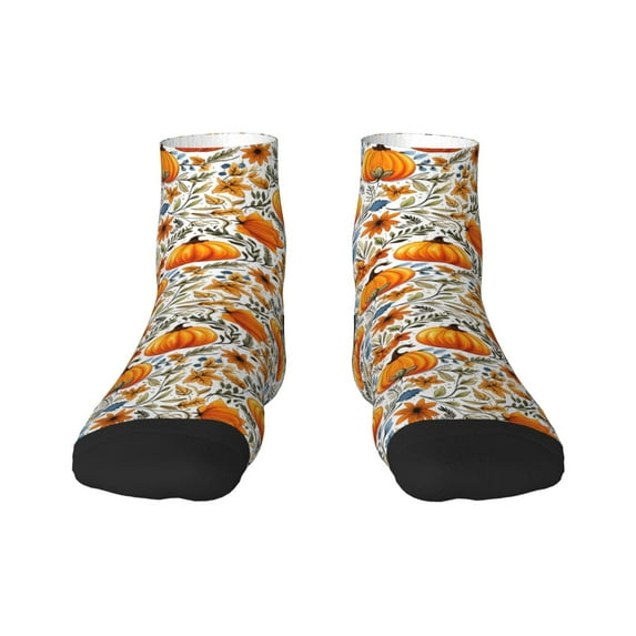 Salouo Autumn Pumpkin Blossoms Pattern Unisex Middle Tube Socks,Middle-Finger Knee High Socks Over The Calf Tube Stocking Crew Stockings for Women and Men Tube Socks