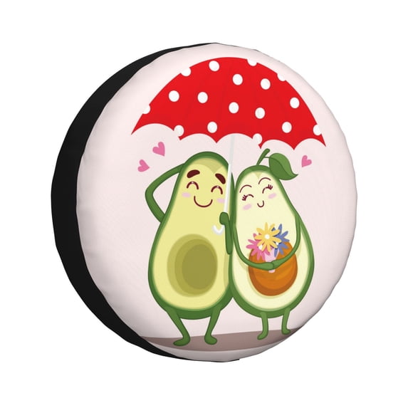 Salouo Avocado Lovers Wearing Umbrella Print Spare Tire Cover 14-17 inch Spare Tire Protector Universal Tough Tire Wheel Cover for Trailer SUV and Truck-17 inch