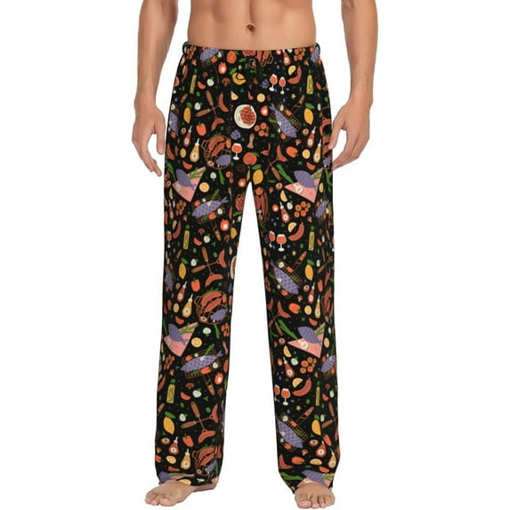 Salouo BBQ Party Print Pajama Pants for Men, Lounge Pants Elastic Waistband Casual Men's sleepwear Loungewear Sleep Pajama Pant -Medium