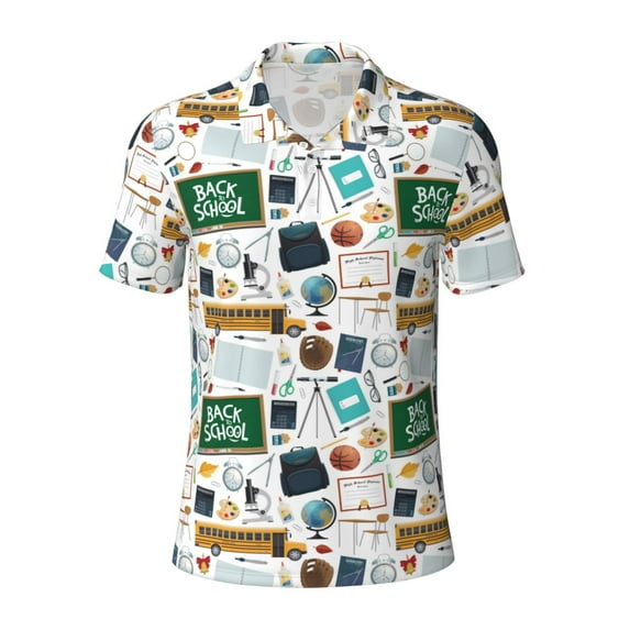 Salouo Back To School A for Men's Short Sleeve Polo Shirts,Polo Shirts for Men Performance Short Sleeve Golf Shirt Athletic Casual Collared T-Shirt-Medium