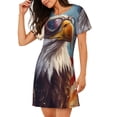 thumbnail image 1 of Salouo Bald Eagle Pilot Print Short Sleeve Sleepshirt for Womens Comfy Nightgown Scoopneck Cute Nightdress Ruffle -Medium, 1 of 7
