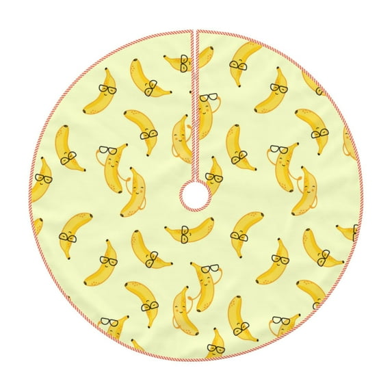 Salouo Bananas Christmas Tree Skirt 30" Farmhouse Christmas Decorations Snowman Xmas Tree Skirt Tree Mat for Holiday Party Decor