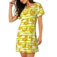 thumbnail image 1 of Salouo Bananas On A Striped Print Short Sleeve Sleepshirt for Womens Comfy Nightgown Scoopneck Cute Nightdress Ruffle -Small, 1 of 7