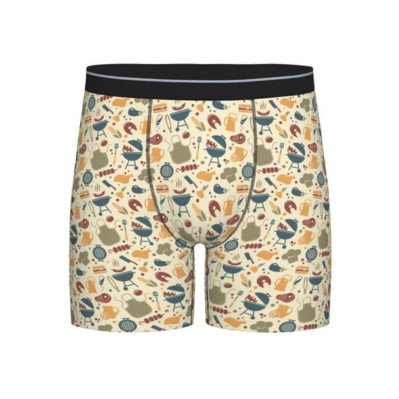 Salouo Barbecue And Grill Pattern Men's Boxer Briefs, Soft & Breathable Underwear Elastic Waistband Briefs for Men,1-Pack