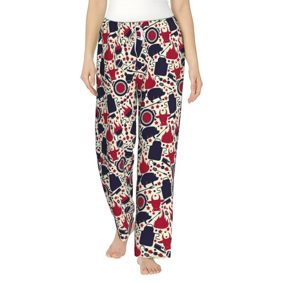 Salouo Barbeque1 Print Women's Pajama Pants Casual Loose Sweatpants PJs Flowy Pants Drawstring Palazzo for Women Wide Leg Pants Lounge Pajama -Small