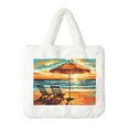 thumbnail image 1 of Salouo Beach Umbrella Sunset for Plush Underarm Bag,Soft Tote Bag Ladies Fluffy Shoulder Bag Women Furry Tote Bag Plush Handbag for Autumn and Winter, 1 of 7