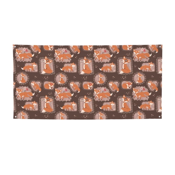 Salouo Beautiful Fox Pattern Holiday Banner Outside Party Decoration Banner (1PC) Festival Supplies Fit for Birthday Parties & Celebrations & Chrismas-Small