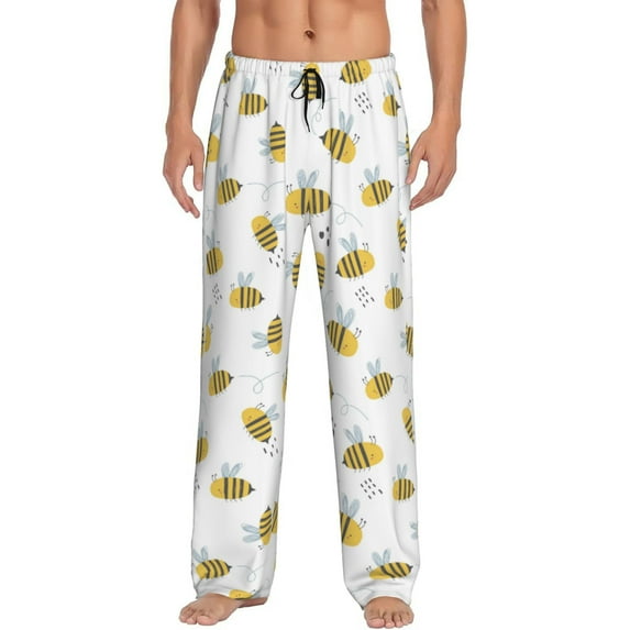 Salouo Bee Print Pajama Pants for Men, Lounge Pants Elastic Waistband Casual Men's sleepwear Loungewear Sleep Pajama Pant -XX-Large