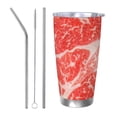 thumbnail image 1 of Salouo Beef Steaks Print 20oz Tumbler with Lid,Stainless Steel Vacuum Insulated Tumbler Durable Insulated Coffee Mug Thermal Cup with Splash Proof Sliding Lid-Straw Three-piece Set, 1 of 8