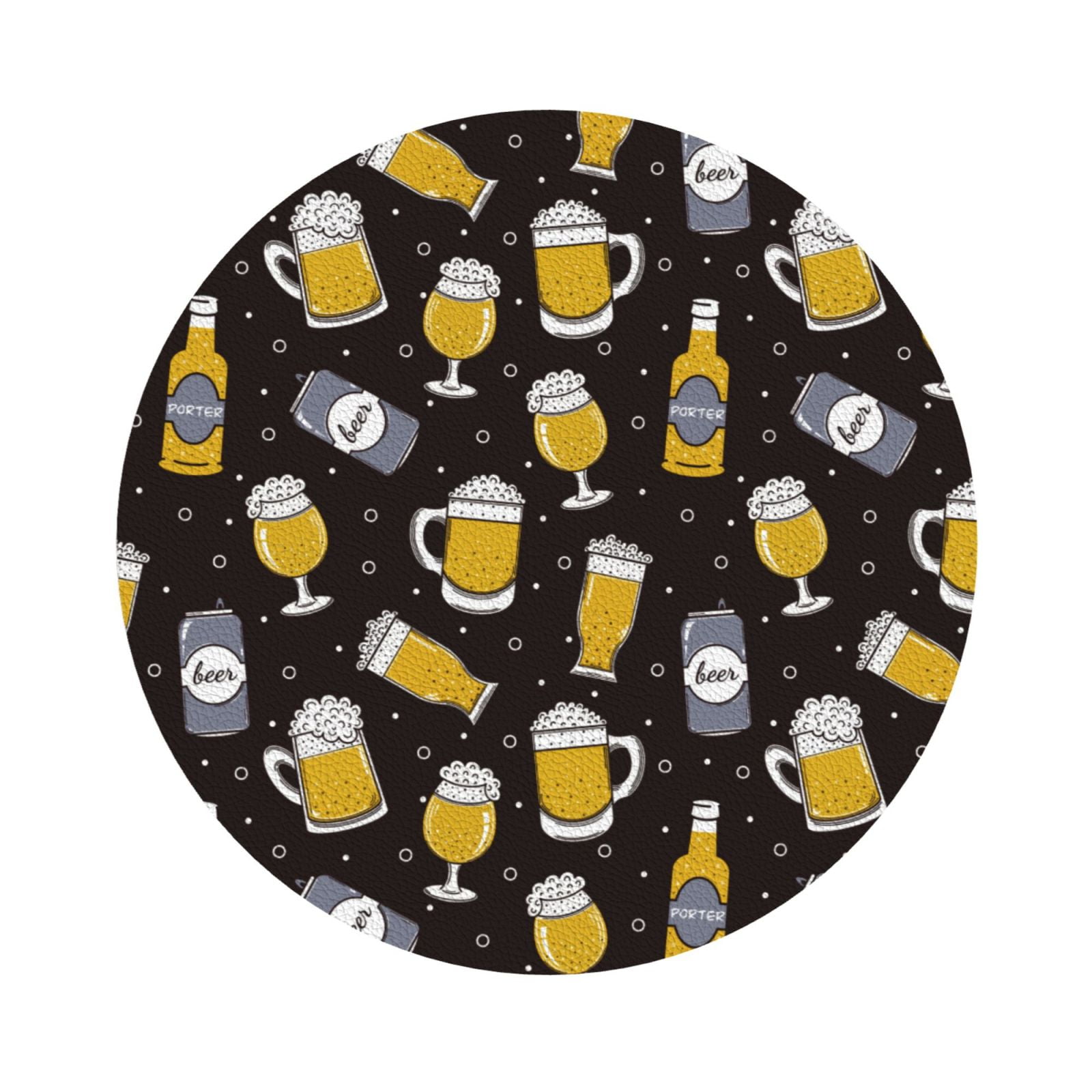 Salouo Beer In A Bottle Print Round Coaster,Drink Coasters Leather Bar