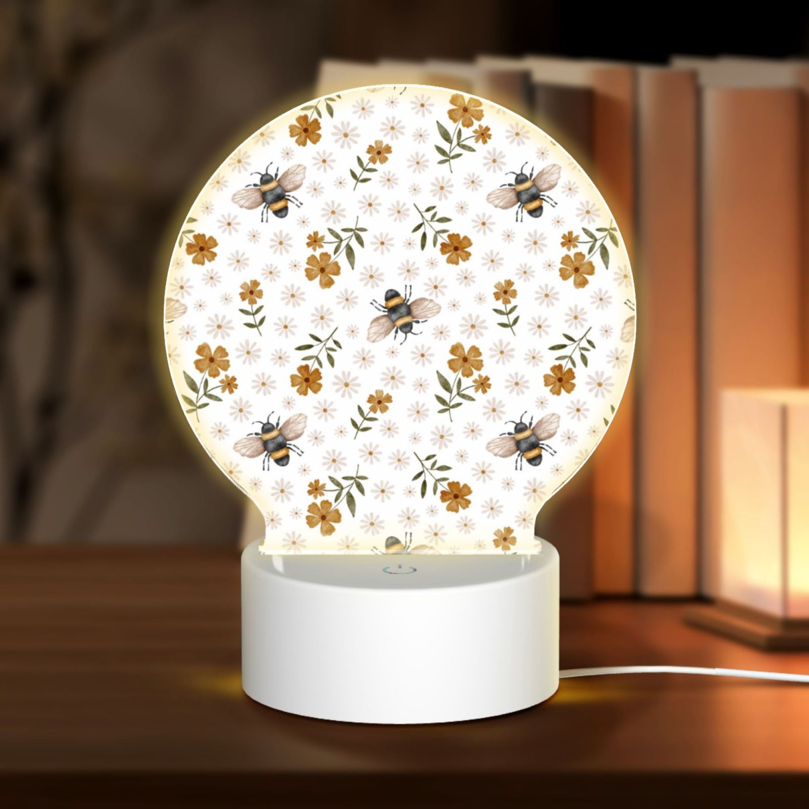 Salouo Bees And Flowers for Round Acrylic Night Light - Acrylic Sheets ...