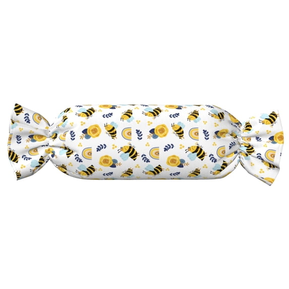 Salouo Bees And Rainbows Pattern Cute Bolster Pillow,Cylindrical Pillow Long Pillow for Bed Round Side Pillow for Knee/Leg/Neck ,- Length 24.4" x 9.8" Diameter