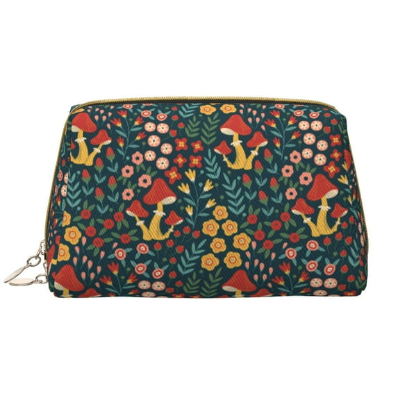 Salouo Berries and Flowers Pattern Large Cosmetic Bag,Portable Travel Makeup Bag Makeup Brush Organizer Cosmetics Pouch Large Capacity Travel Makeup Case Organizer