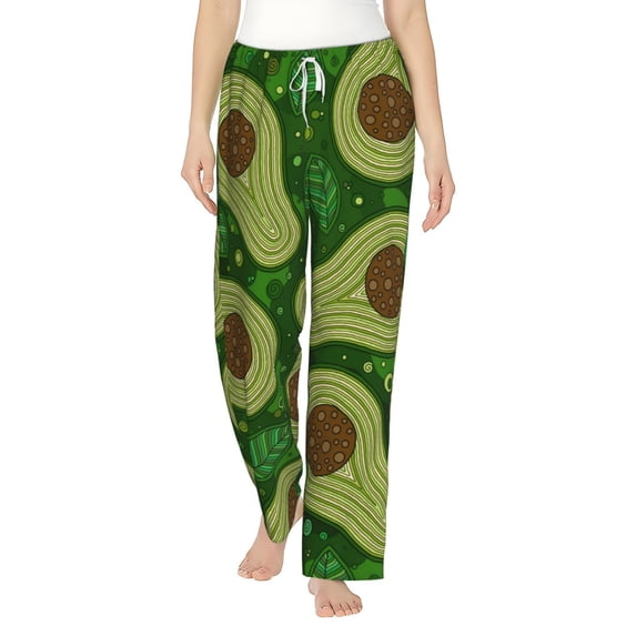 Salouo Big Colorful Avocados Print Women's Pajama Pants Casual Loose Sweatpants PJs Flowy Pants Drawstring Palazzo for Women Wide Leg Pants Lounge Pajama -Medium