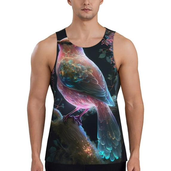 Salouo Bird 3 for Men's Tank Tops,Sleeveless Muscle Shirts for Men Quick Dry Workout Tank Top Gym Muscle Tee Fitness Bodybuilding Sleeveless T Shirt-4X-Large
