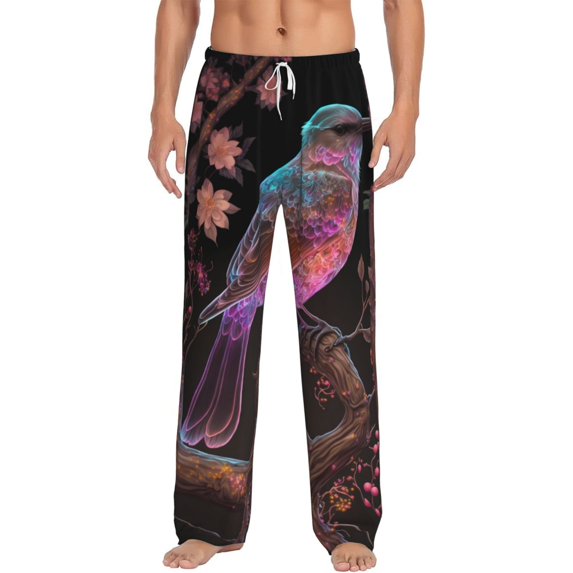 Salouo Bird4 Print Pajama Pants for Men, Lounge Pants Elastic Waistband Casual Men's sleepwear Loungewear Sleep Pajama Pant -Medium