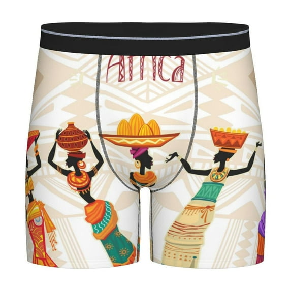 Salouo Black African Woman Pattern Men's Boxer Briefs, Soft & Breathable Underwear Elastic Waistband Briefs for Men,1-Pack