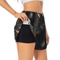 thumbnail image 1 of Salouo Black And Gold White Horse Print Women's 2 in 1 Running Shorts Double-Layer Shorts Athletic Workout Gym Yoga Shorts Running Shorts for Women-XX-Large, 1 of 7
