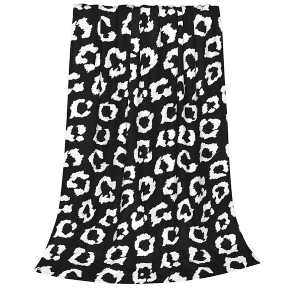 Salouo Black Leopard Print Bed Blankets,Flannel Blanket Comfortable Air Conditioning Blanket Lightweight Blanket for Sofa Bed Travel & Couch -40"x30"