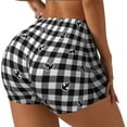 thumbnail image 1 of Salouo Black Tartan Plaid Print Women's Athletic Shorts,Booty Shorts Biker Shorts High Waisted Elastic Workout Shorts for Yoga Gym Running Sports-Large, 1 of 8