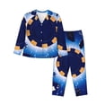 thumbnail image 1 of Salouo Blue Casino Pattern Women's Pajamas Set Long Sleeve Button Down Sleepwear Soft Pj Lounge Sets for women 2 Piece Pjs Set with Long Pants-XX-Large, 1 of 7