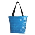 thumbnail image 1 of Salouo Blue Christmas for Shoppers Tote for Women Foldable Handbags with Big Capacity Casual One-Shoulder Shopping Bag Hobo Bags Fit for Office/Shopping/Park, 1 of 6