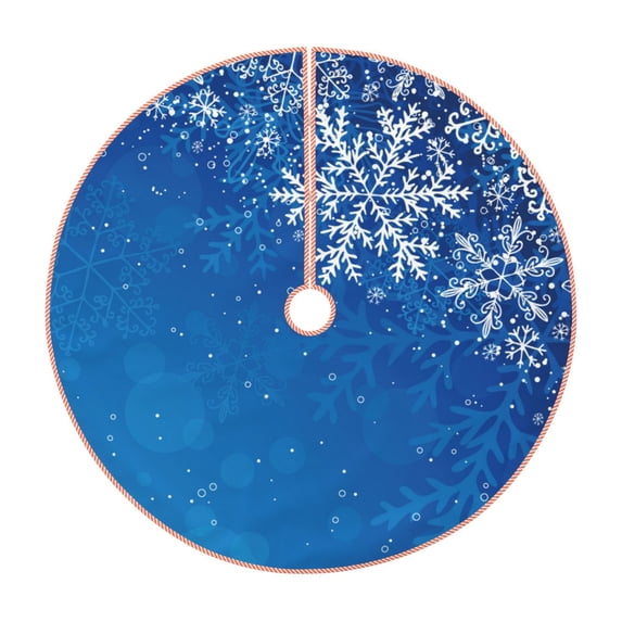 Salouo Blue Christmas With Snowflakes Christmas Tree Skirt 36" Farmhouse Christmas Decorations Snowman Xmas Tree Skirt Tree Mat for Holiday Party Decor