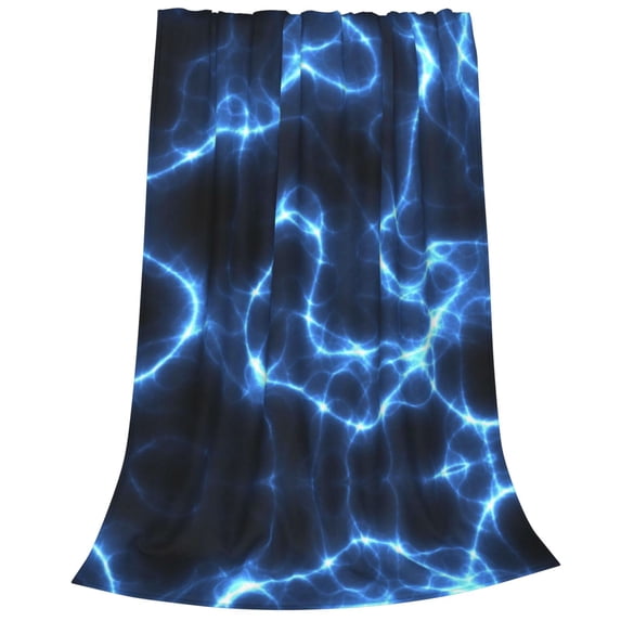 Salouo Blue Lightning Print Bed Blankets,Flannel Blanket Comfortable Air Conditioning Blanket Lightweight Blanket for Sofa Bed Travel & Couch -60"x50"