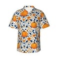 thumbnail image 1 of Salouo Blue Orange Pumpkin fall for Hawaiian Shirt for Men,Summer Beach Casual Short Sleeve Button Down Shirts Men's Regular-Fit Short-Sleeve Print Shirt -Small, 1 of 1