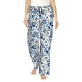 thumbnail image 1 of Salouo Blue Paisley Print Women's Pajama Pants Casual Loose Sweatpants PJs Flowy Pants Drawstring Palazzo for Women Wide Leg Pants Lounge Pajama -XX-Large, 1 of 8