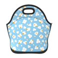 Salouo Blue Popcorn for Lunch Tote,Lunch Bag Insulated Lunch Box