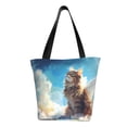 thumbnail image 1 of Salouo Blue Sky Winged Cat for Shoppers Tote for Women Foldable Handbags with Big Capacity Casual One-Shoulder Shopping Bag Hobo Bags Fit for Office/Shopping/Park, 1 of 6