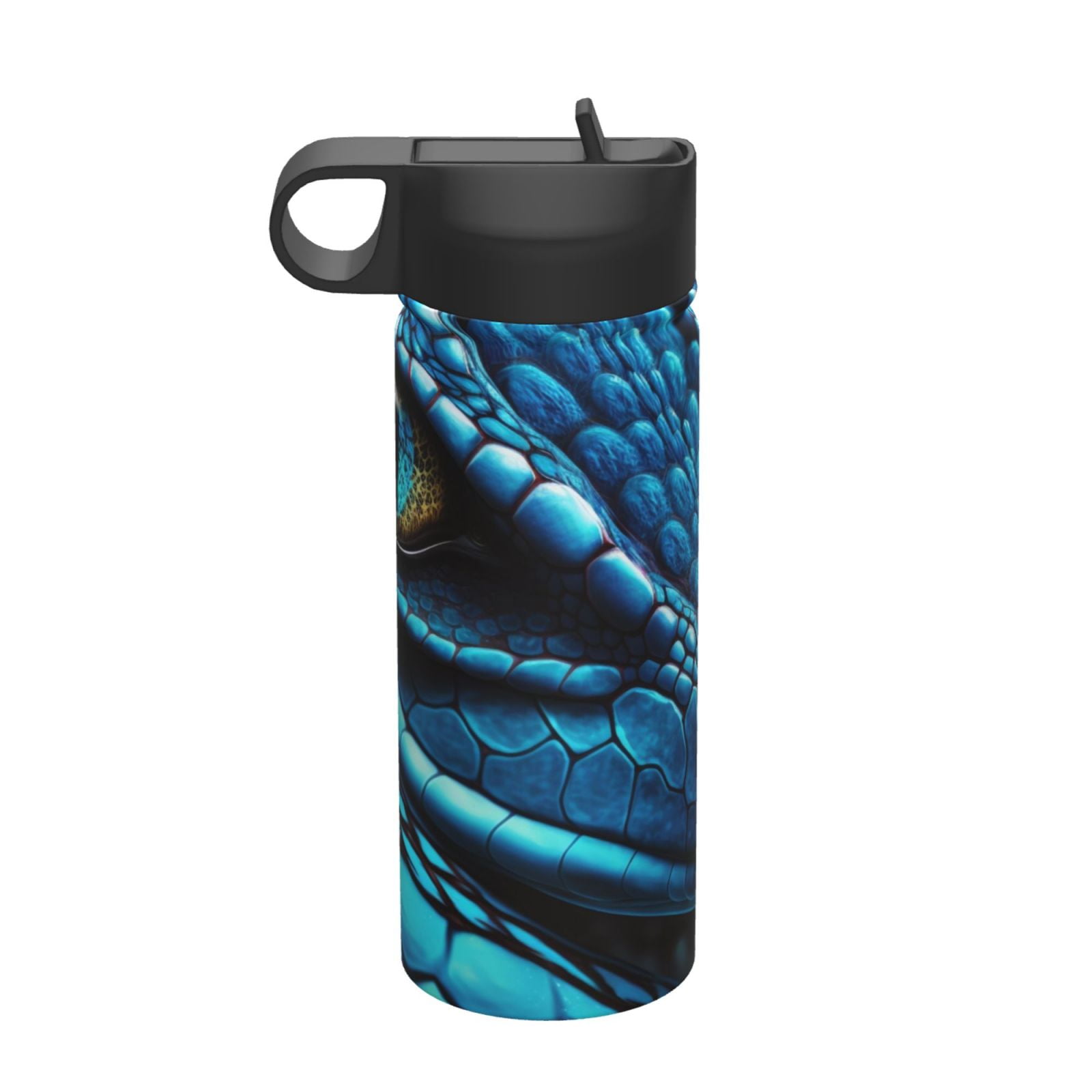 Visual Reference: Salouo Blue Viper Snake Closeup Face Pattern 18 Oz Water