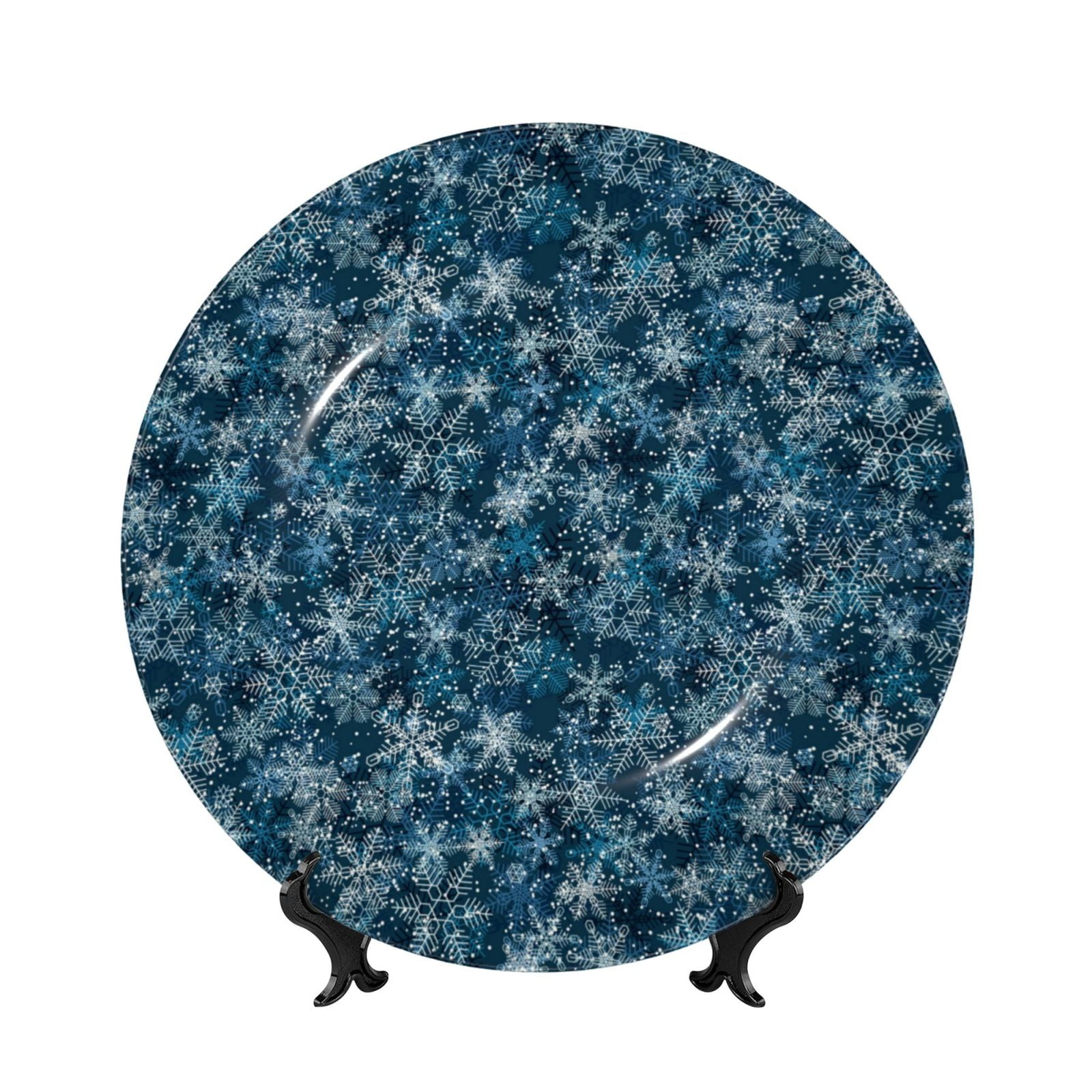 Salouo Blue and White Gradient Snowflake Pattern Bone China Decorative ...
