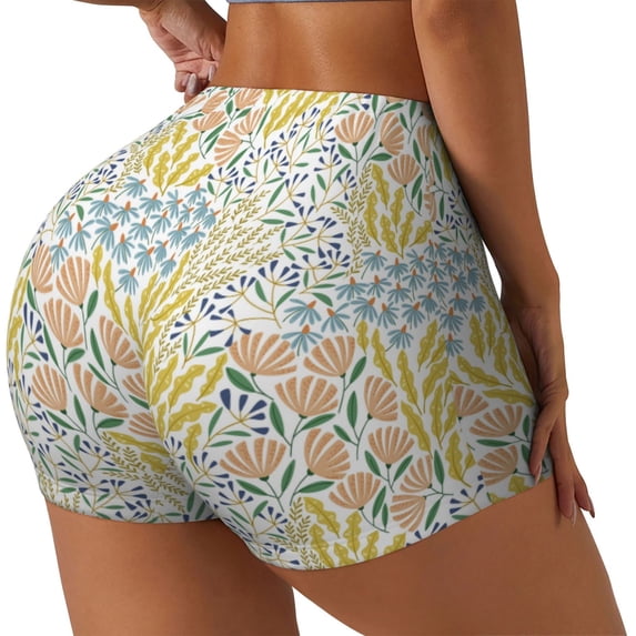 Salouo Boho Print Women's Athletic Shorts,Booty Shorts Biker Shorts High Waisted Elastic Workout Shorts for Yoga Gym Running Sports-Medium