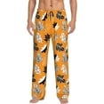 thumbnail image 1 of Salouo Bold Black and White Leaves Orange Print Pajama Pants for Men, Lounge Pants Elastic Waistband Casual Men's sleepwear Loungewear Sleep Pajama Pant -Medium, 1 of 7