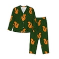 thumbnail image 1 of Salouo Bold Squirrel Silhouettes Pattern Women's Pajamas Set Long Sleeve Button Down Sleepwear Soft Pj Lounge Sets for women 2 Piece Pjs Set with Long Pants-Medium, 1 of 7