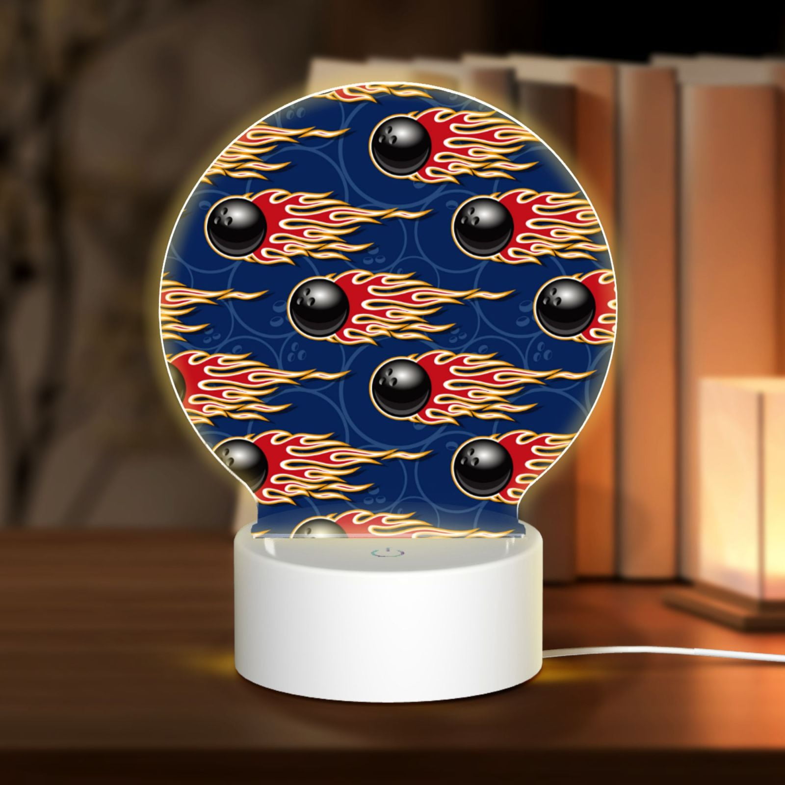 Salouo Bowling Ball And Flame for Round Acrylic Night Light - Acrylic ...