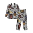 thumbnail image 1 of Salouo Bright Insects Print Button-Front Long Sleeve Pajama Set for Men, Soft 2Pjs Men's Long Sleeve Sleepwear-Small, 1 of 7