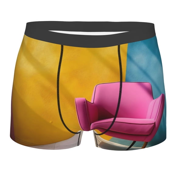 Salouo Bright Pink Chair Print Men's Boxer Briefs,Breathable Underwear Elastic Waistband Briefs for Men -X-Large