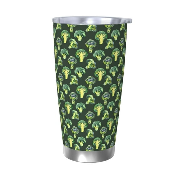 Salouo Broccoli 3 Print 20oz Tumbler with Lid,Stainless Steel Vacuum Insulated Tumbler Durable Insulated Coffee Mug Thermal Cup with Splash Proof Sliding Lid-Without Straw
