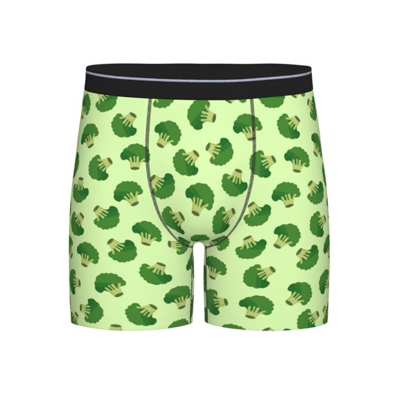 Salouo Broccoli Vegetables Pattern Men's Boxer Briefs, Soft & Breathable Underwear Elastic Waistband Briefs for Men,1-Pack