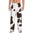 thumbnail image 1 of Salouo Brown Cow Print Pajama Pants for Men, Lounge Pants Elastic Waistband Casual Men's sleepwear Loungewear Sleep Pajama Pant -Large, 1 of 7