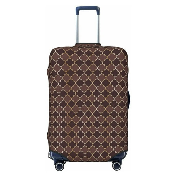 Salouo Brown Gold Grid Pattern Travel Dust-proof Suitcase Cover, Softside Suitcase Protector Luggage Cover Protector for 18-32inch ,Not Included Suitcase