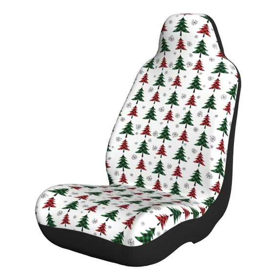 Salouo Buffalo Plaid Christmas Trees Pattern Car Seat Covers,Universal Car Seat Protectors Easy to Install Car Cover Car Accessories Auto/rucks/Van/SUV-2 PCS